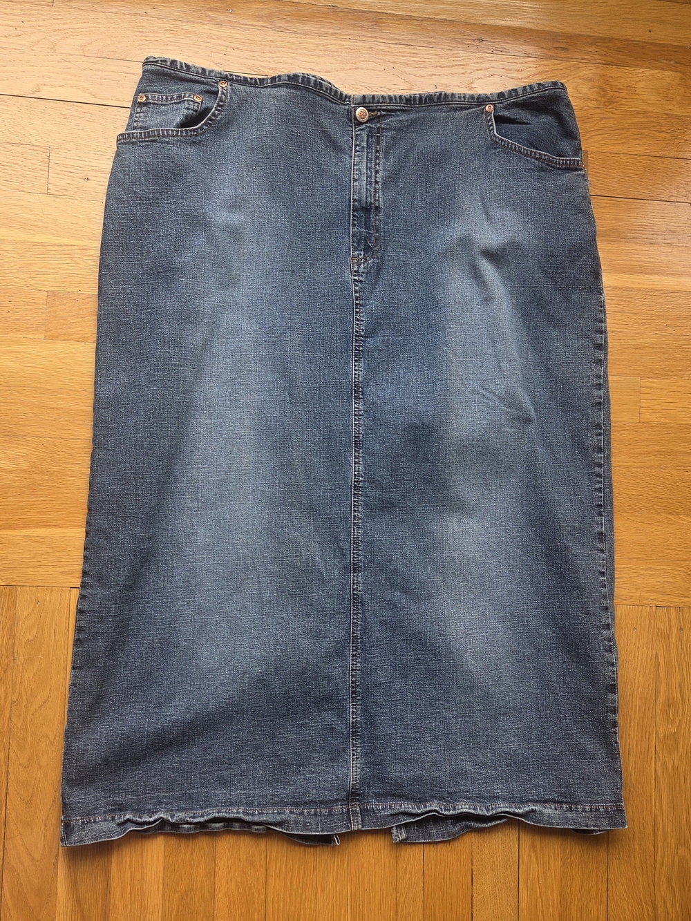 Vintage Y2K Avenue Blues Denim Midi Skirt 22W EUC